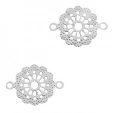 Metal Bohemian connector round Silver